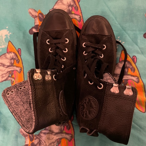 Black Suede High Top Converse All Stars - Picture 7 of 9